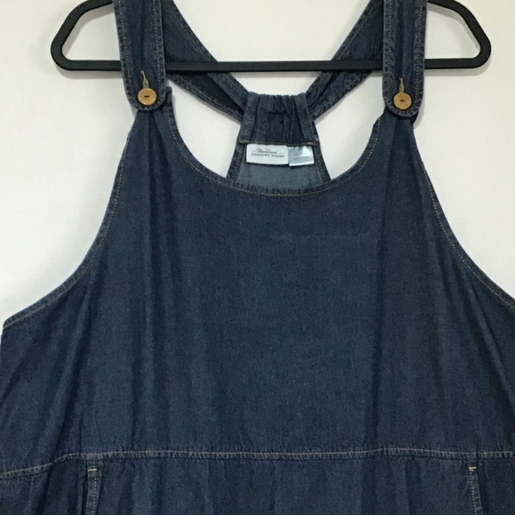 The Vermont Country Store Denim Jumper Midi Dress Womens 2X Prairie CottageCore - Picture 3 of 12